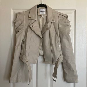 Nasty Gal Beige Faux Leather Jacket, Size S